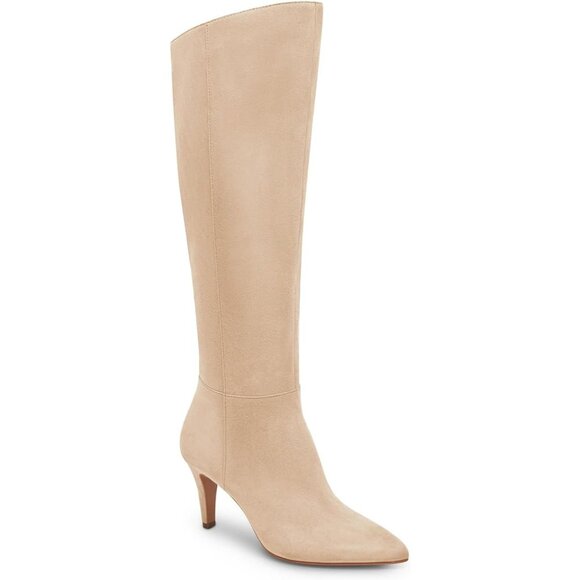 Shoes - ⚡Women's Khaki Wide Calf Knee High Boots High Heel Pointed Toe Side Zipper